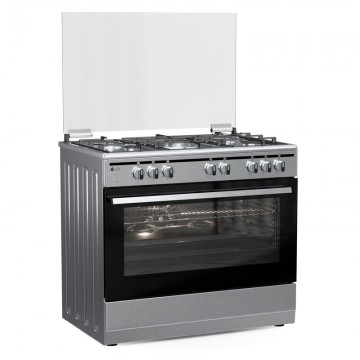 Thermogatz TGS 7301 IX . 04.401.095 Κουζίνα Ηλεκτρική 95lt με Εστίες Αερίου 90cm